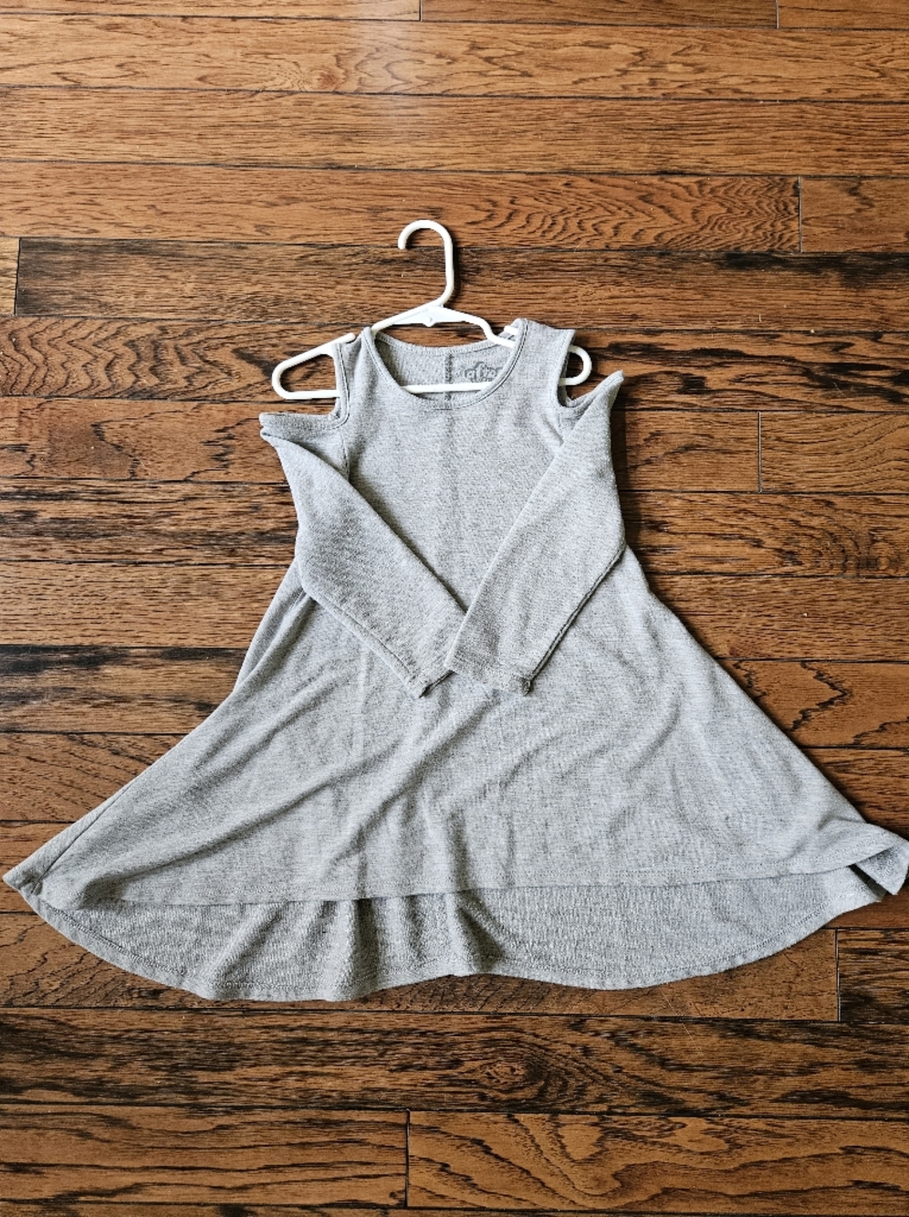 Afton Street Gray Cold-Shoulder Knit Swing Dress